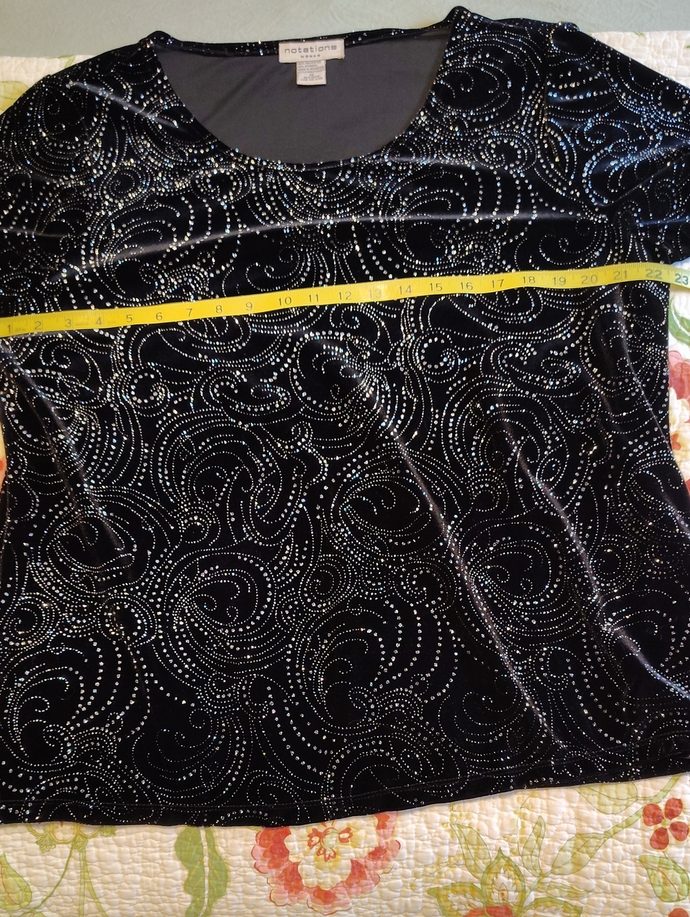 Notations Sparkly Black Blouse - 1X - Picture 8 of 10